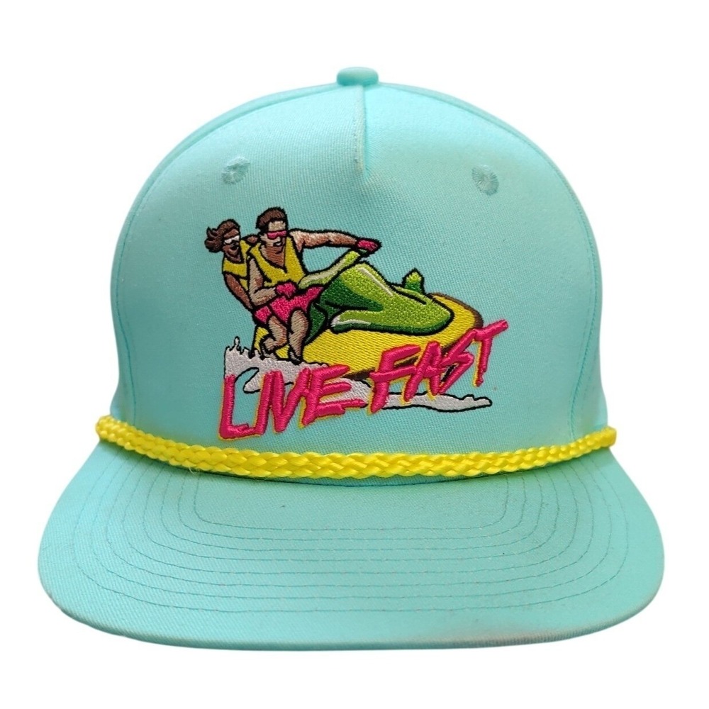 RSVLTS The Roosevelts Teal Blue Regular Crown Live Fast Jet Ski Yellow Rope Cap